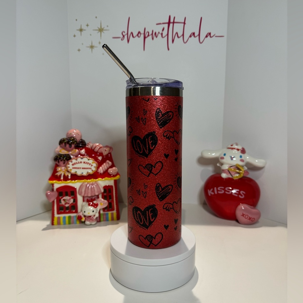 Hearts Glitter Tumbler